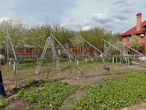 Дворядна оцинкована наземна конструкція Kripter Domino для сонячної станції