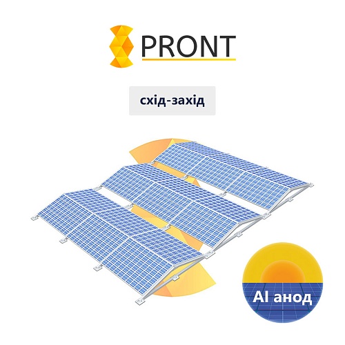 Двонаправлена алюмінієва баластна система Pront кріплень сонячних панелей схід-захід для плоскої покрівлі